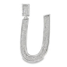 Large Block Initial Letter White CZ Iced Out Pendant U HipHopBling
