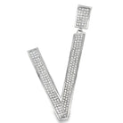 Large Block Initial Letter White CZ Iced Out Pendant V HipHopBling