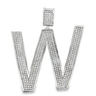 Large Block Initial Letter White CZ Iced Out Pendant W HipHopBling