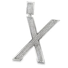 Large Block Initial Letter White CZ Iced Out Pendant X HipHopBling