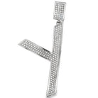 Large Block Initial Letter White CZ Iced Out Pendant Y HipHopBling