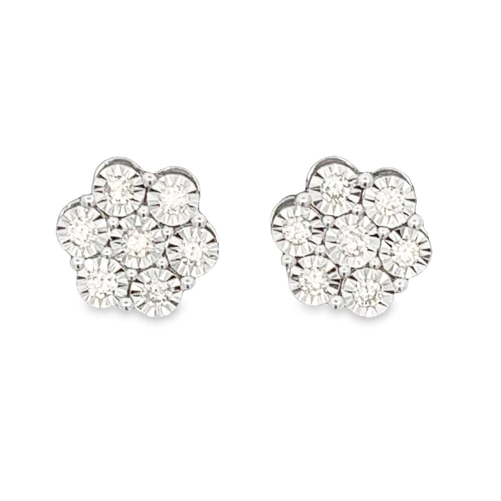 Large Cluster Miracle Diamond Earrings .58cttw 10K Gold 10K Yellow Gold HipHopBling