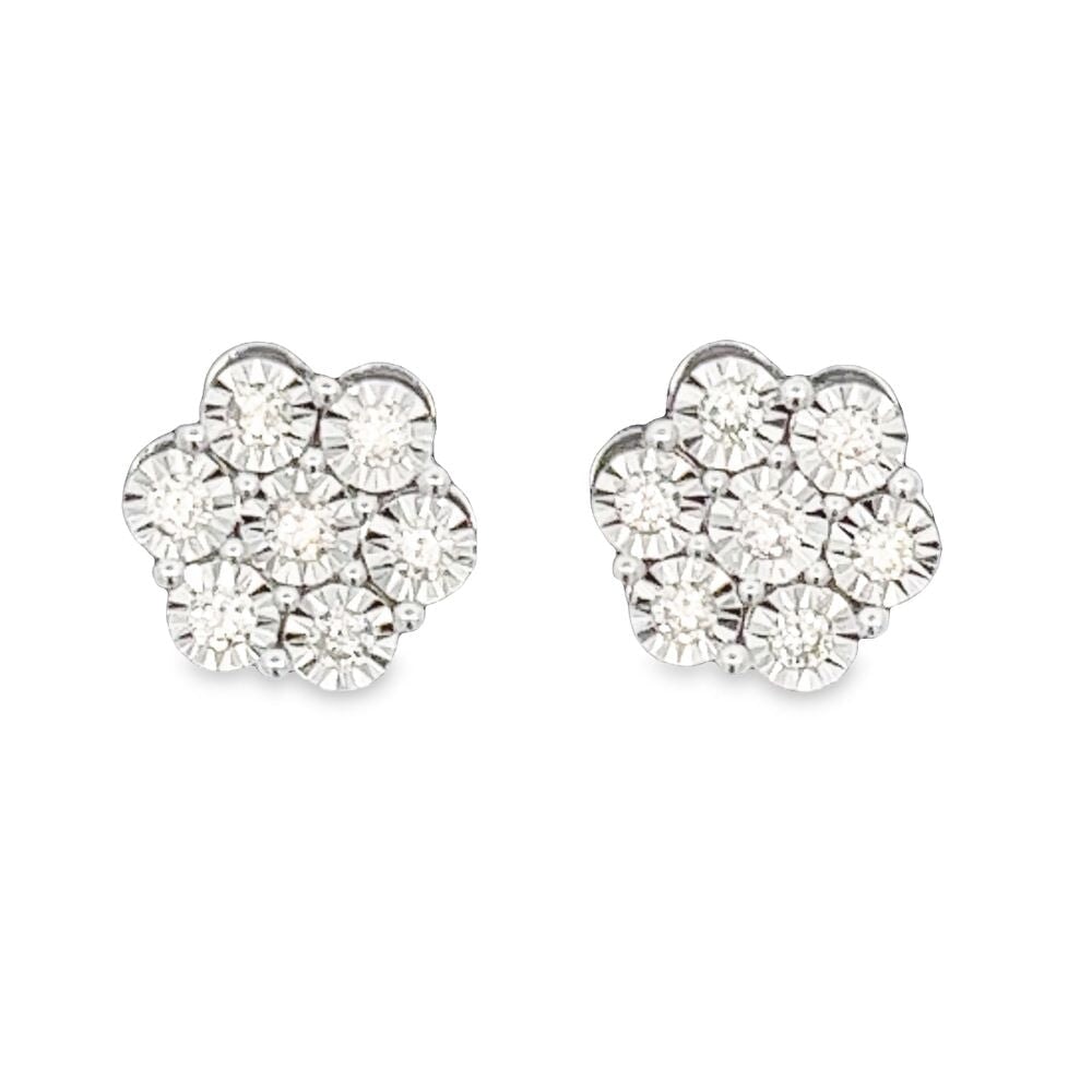 Large Cluster Miracle Diamond Earrings .58cttw 10K Gold HipHopBling