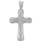Large Fancy Cross CZ Pendant .925 Sterling Silver HipHopBling