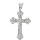 Large Flower Cross CZ Pendant .925 Sterling Silver HipHopBling