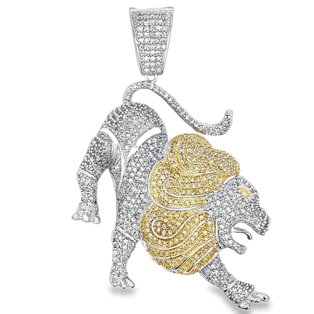 Large Full Body Lion CZ Iced Out Pendant HipHopBling