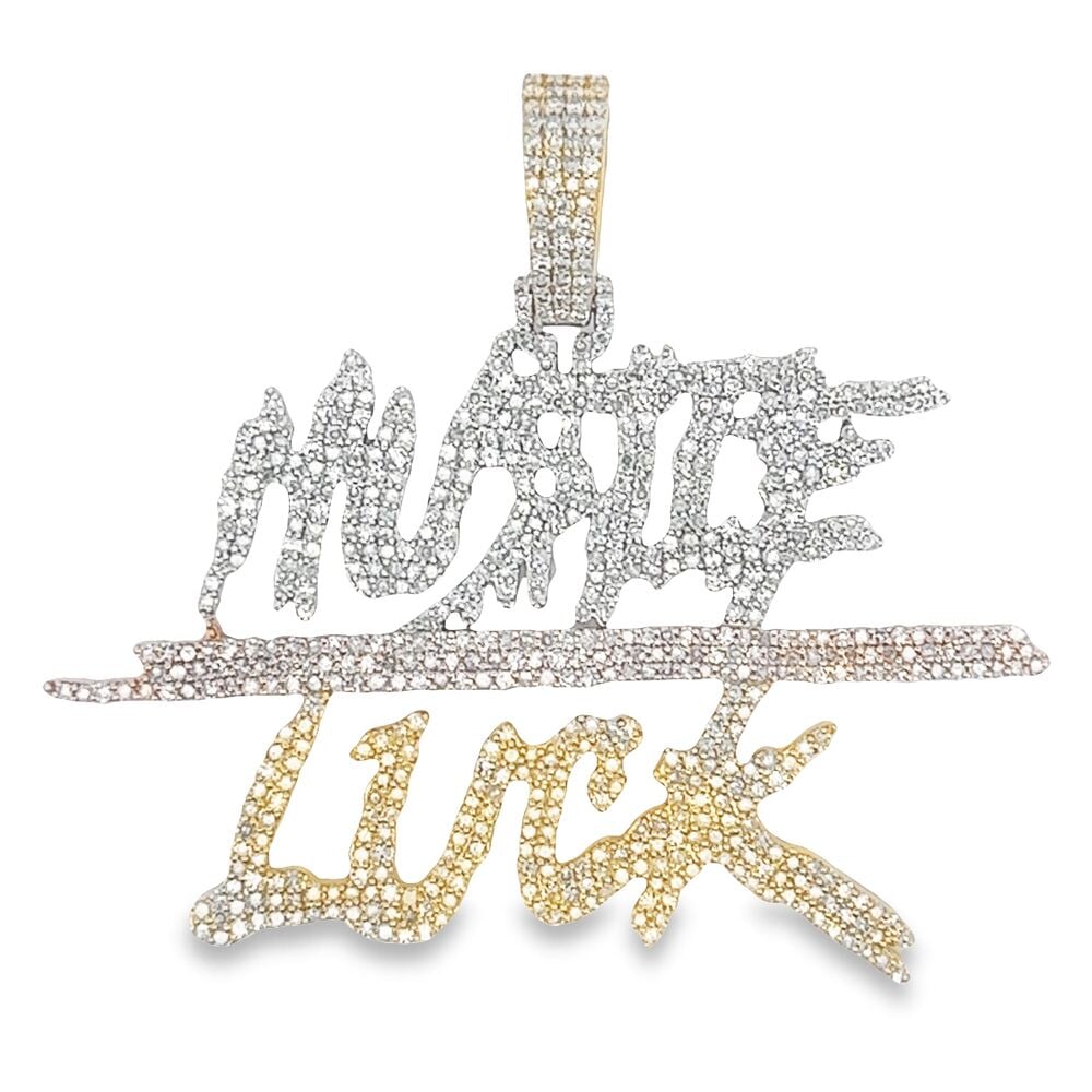 Large Hustle Luck Diamond Pendant 3.50cttw 10K Gold 3 Tone 10K 3 Tone HipHopBling