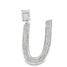 Medium Block Initial Letter White CZ Iced Out Pendant U HipHopBling