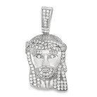 Mini Jesus CZ Pendant .925 Sterling Silver White Gold HipHopBling