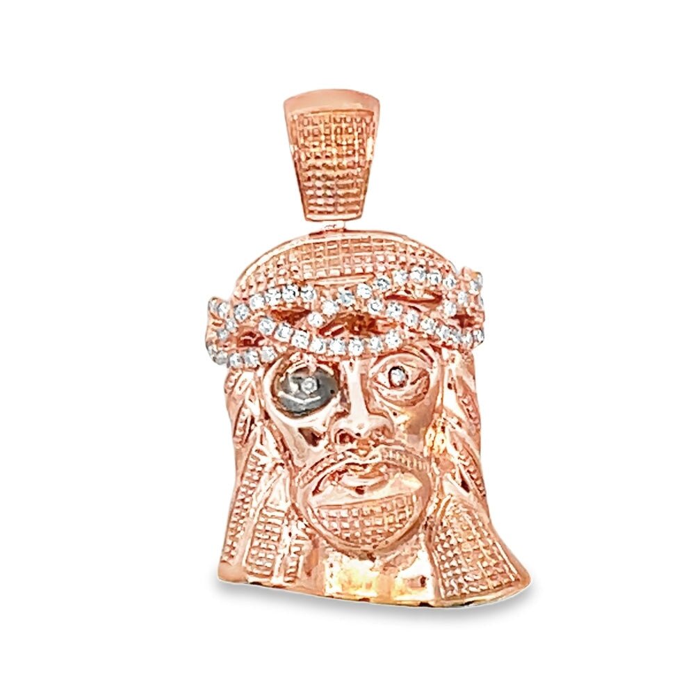 Mini Jesus Piece .24cttw Diamond Pendant 10K Rose Gold HipHopBling