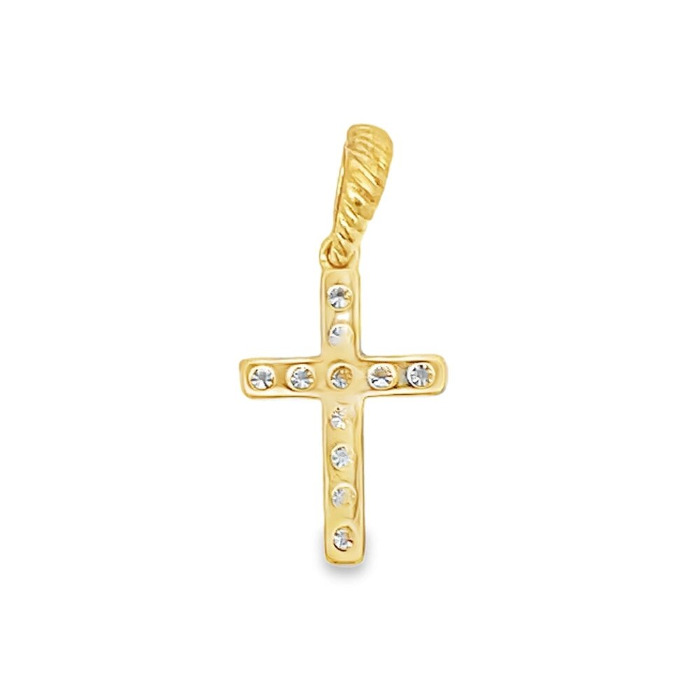 Mini Tennis Cross Diamond Pendant .63cttw 10K Yellow Gold HipHopBling
