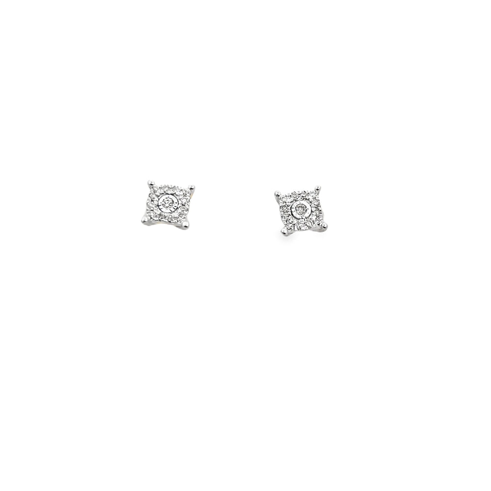 Miracle Studs Diamond Earrings .10cttw 10K Gold 10K White Gold HipHopBling