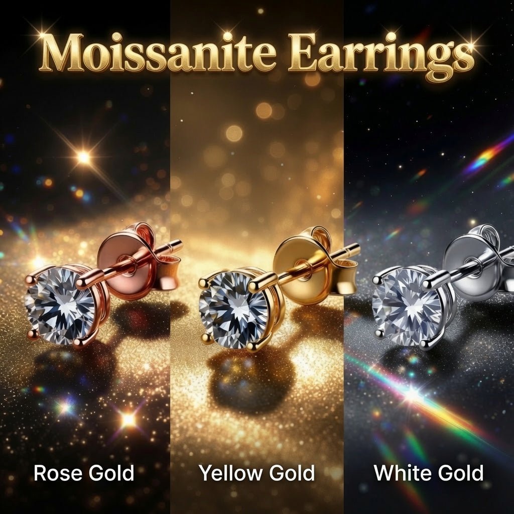 Moissanite VVS Stud Earrings White Gold 6.5MM (2.00 Carats) HipHopBling
