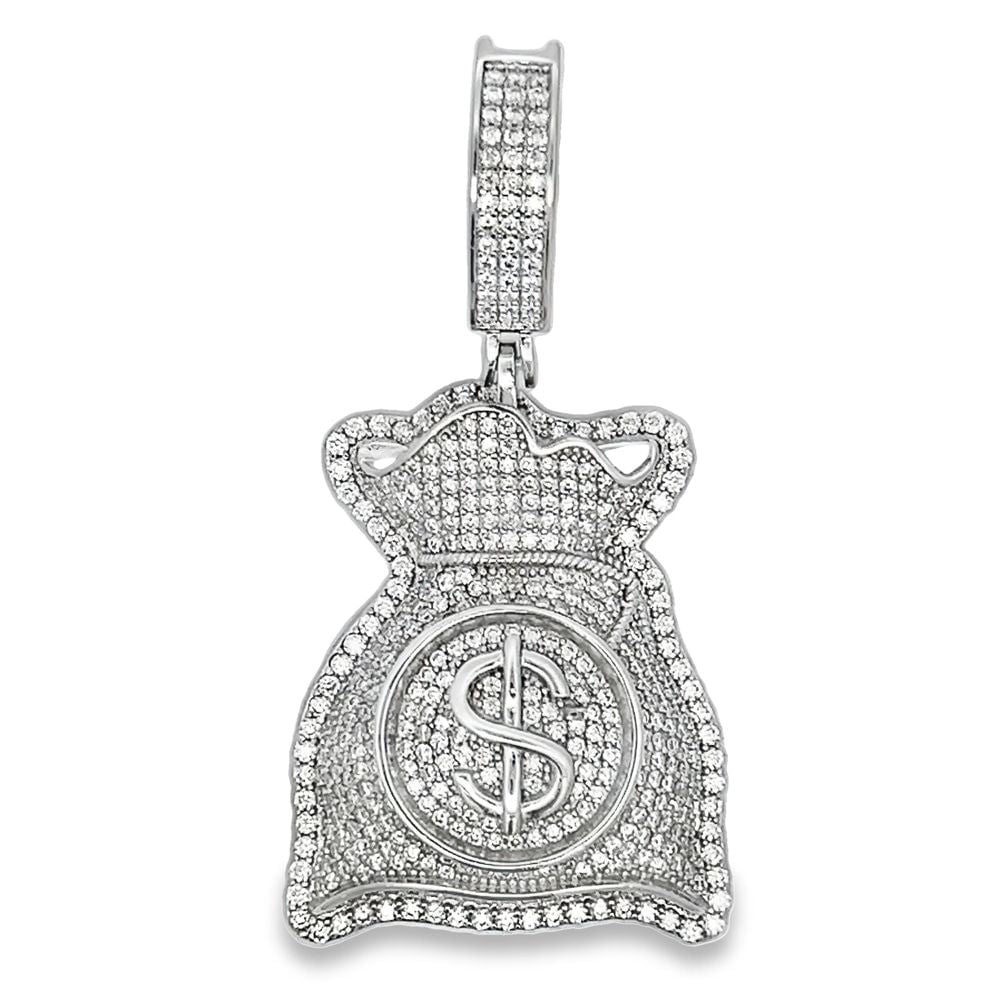 Money Bag 3.90cttw Iced Out Moissanite Pendant .925 Sterling Silver HipHopBling