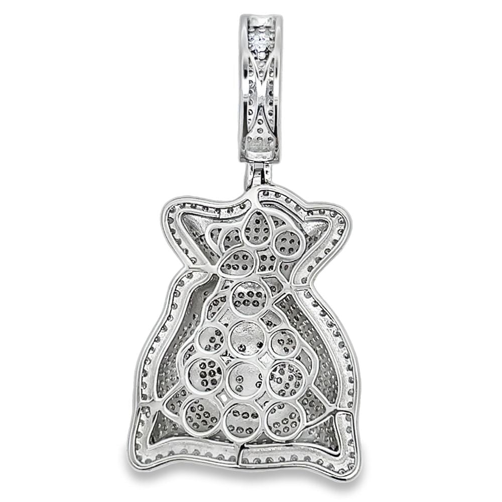 Money Bag 3.90cttw Iced Out Moissanite Pendant .925 Sterling Silver HipHopBling