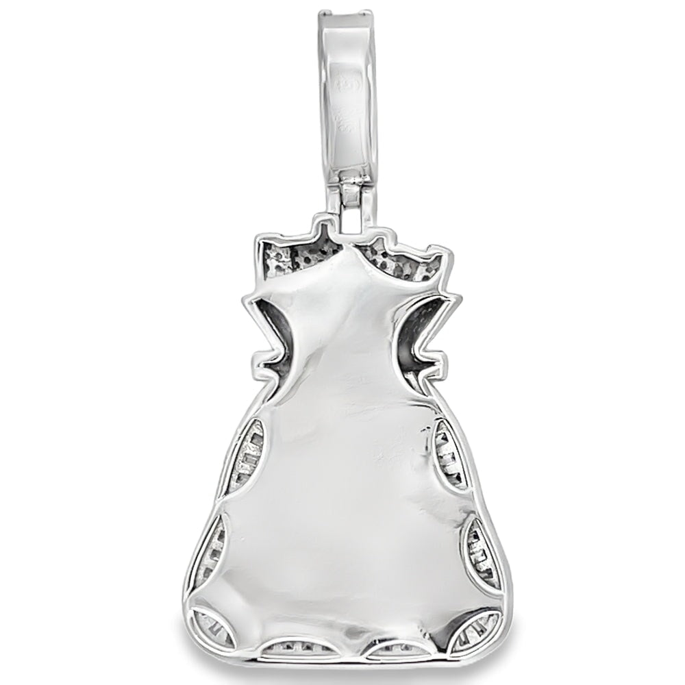 Money Bag Baguette Iced Out Moissanite Pendant .925 Sterling Silver HipHopBling