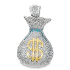 Money Bag CZ Pendant .925 Sterling Silver HipHopBling