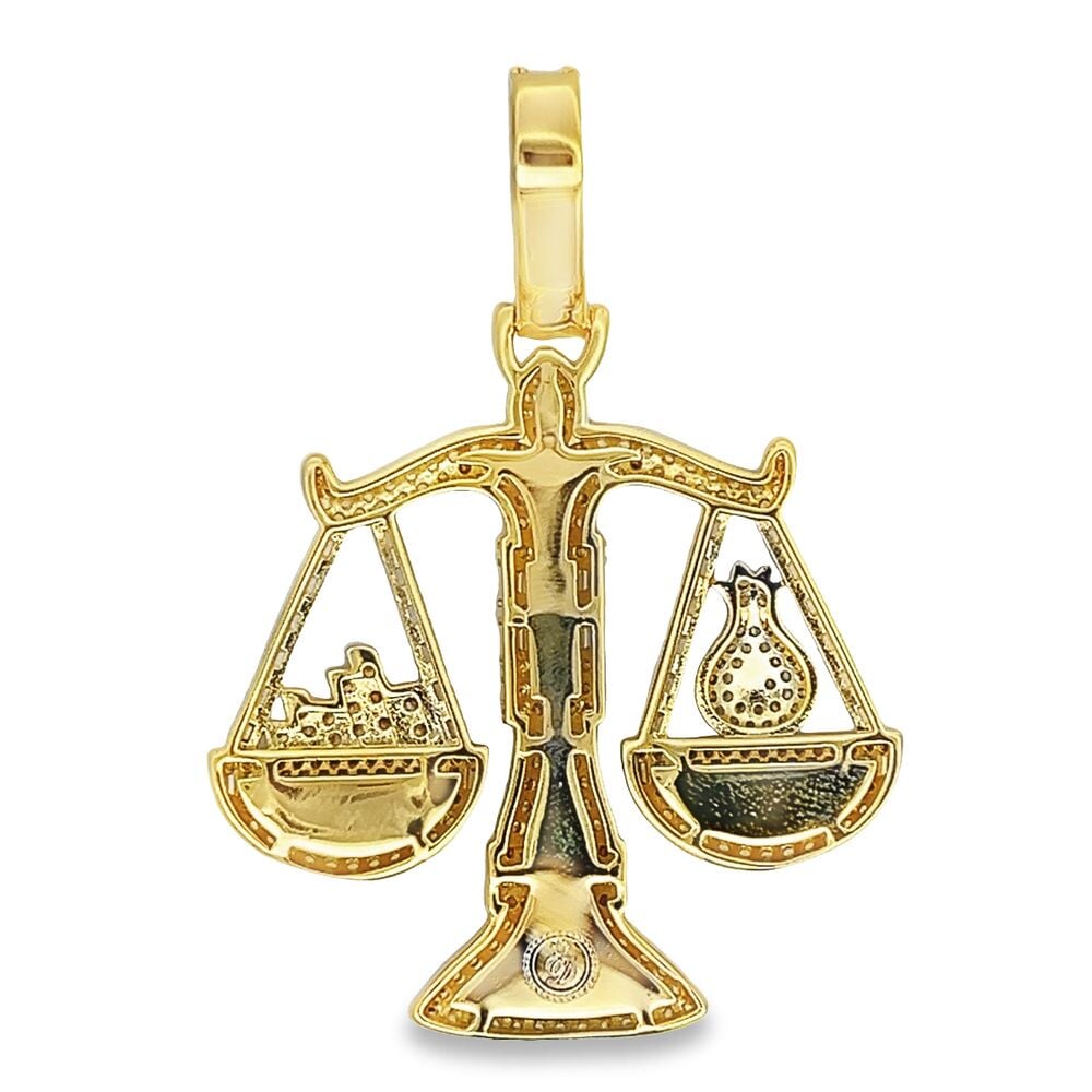 Money Hanging Scale CZ Hip Hop Iced Out Pendant White Gold HipHopBling