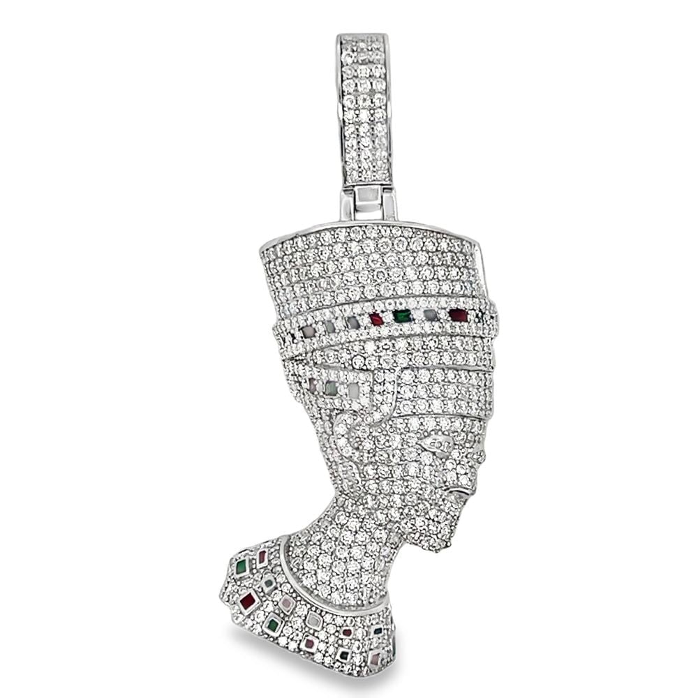 Nefertiti Iced Out Moissanite Pendant .925 Sterling Silver HipHopBling