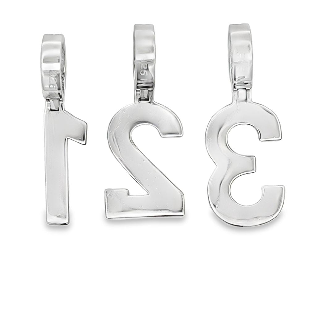 Number Block Font Iced Out Moissanite Pendant .925 Silver 0 - 9 0 HipHopBling