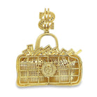 Overflowing Money Bag $ CZ Hip Hop Iced Out Pendant Yellow Gold HipHopBling