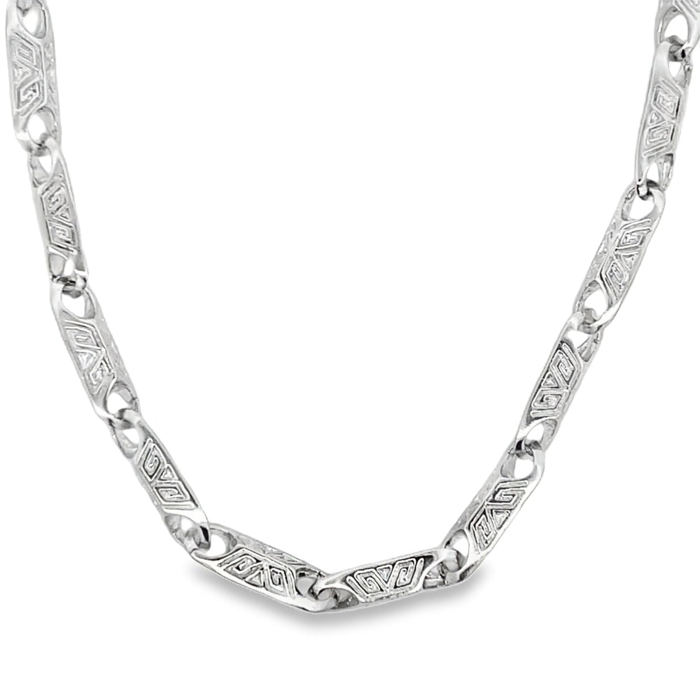 Pattern Bar Link Chain .925 Sterling Silver HipHopBling