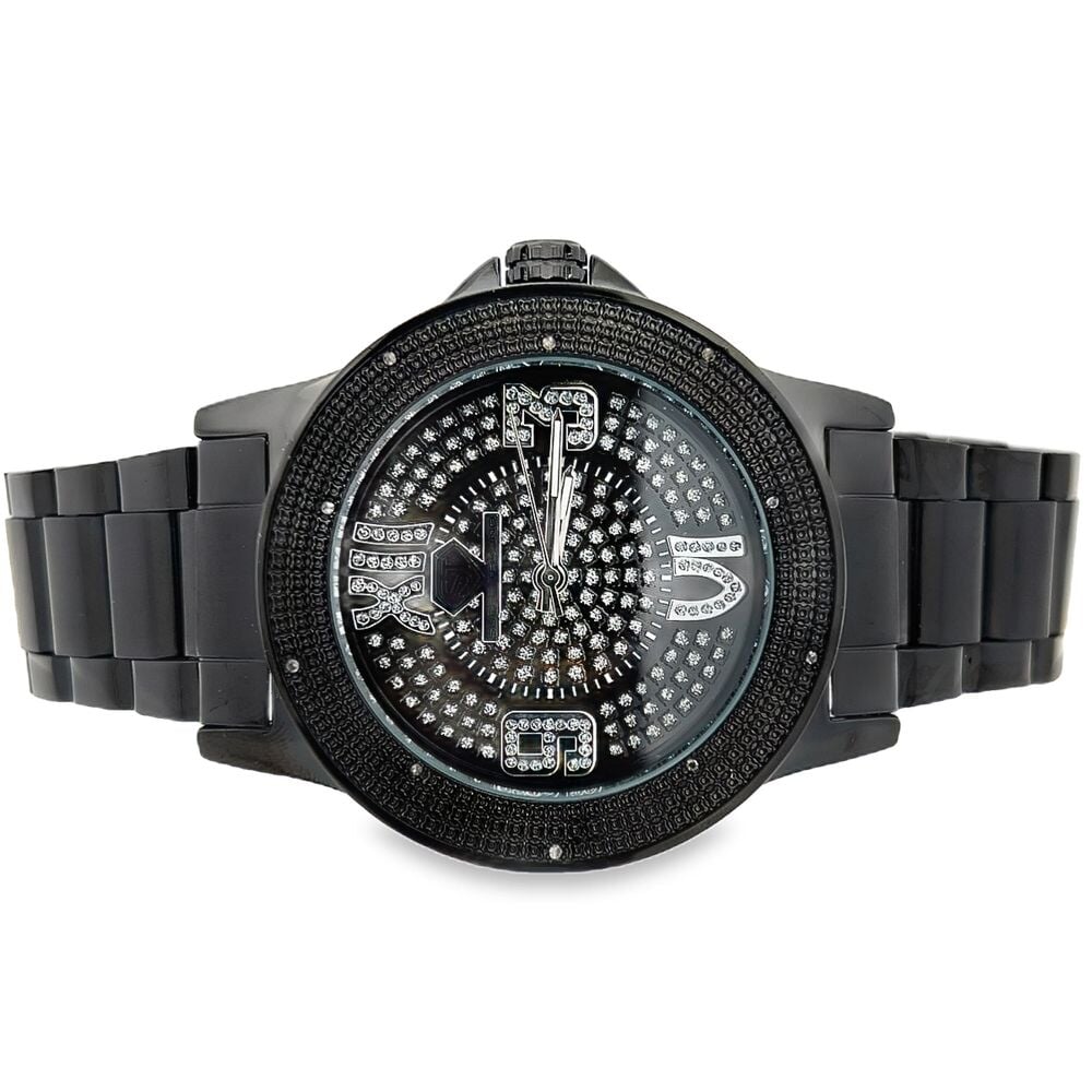 Pave Black Super Techno .10cttw Real Diamond Watch Bling HipHopBling