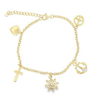 Peace & Love Charm Bracelet .925 Sterling Silver Gold HipHopBling