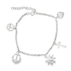 Peace & Love Charm Bracelet .925 Sterling Silver Silver HipHopBling