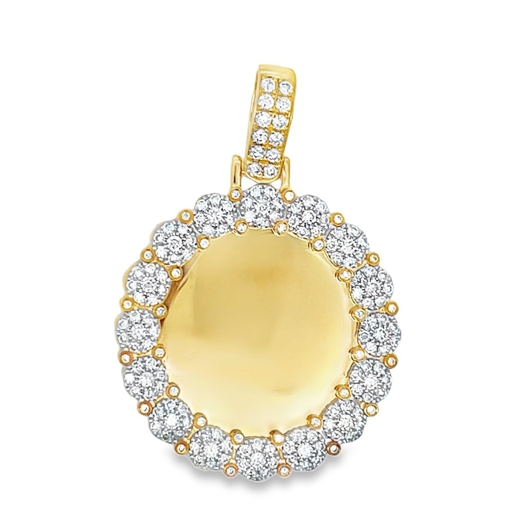 Picture Frame Cluster Diamond 1.67cttw Pendant 14K Gold HipHopBling