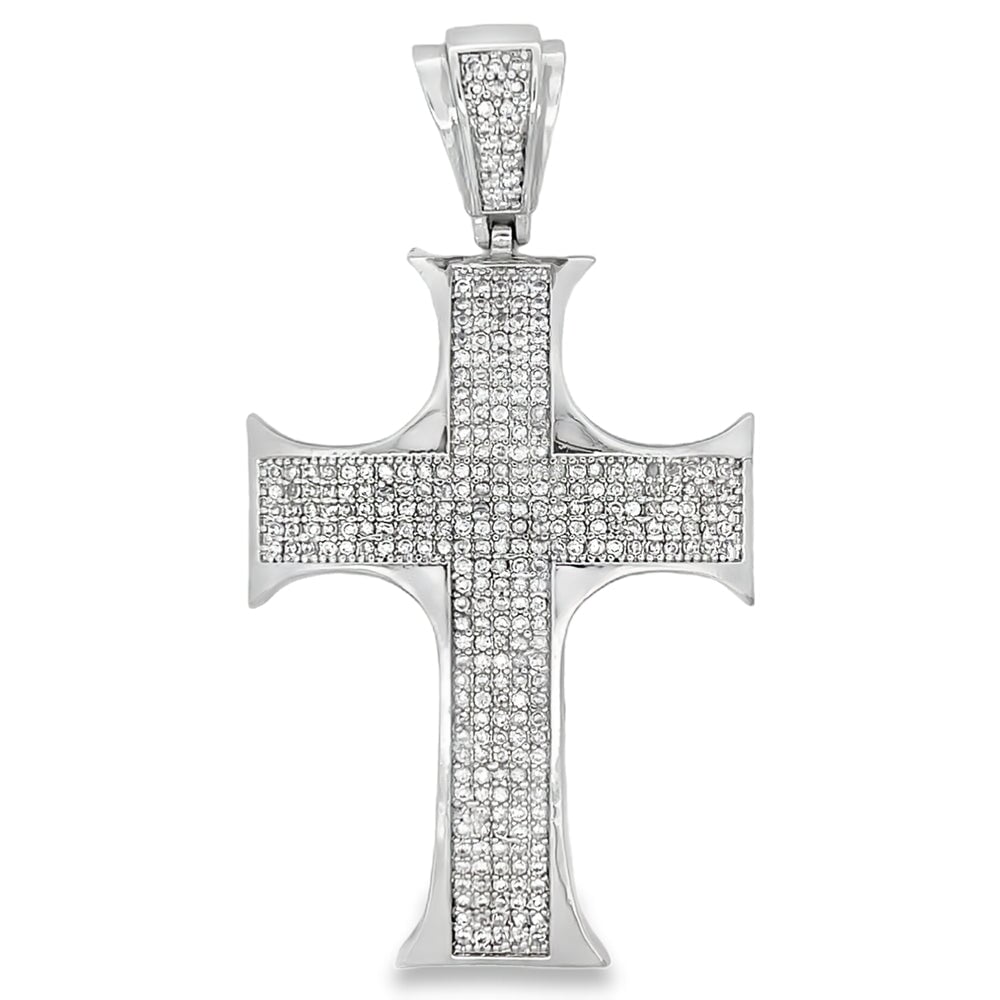Pointed Edge Cross CZ Iced Out Pendant HipHopBling