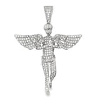 Praying Cherub Angel CZ Pendant .925 Sterling Silver White Gold HipHopBling