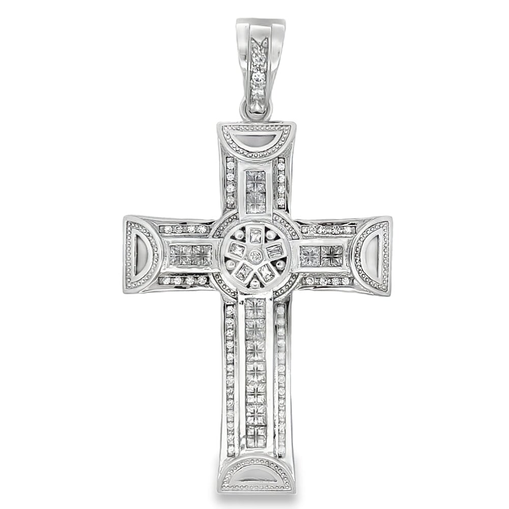 Princess Custom Cross CZ Pendant .925 Sterling Silver HipHopBling