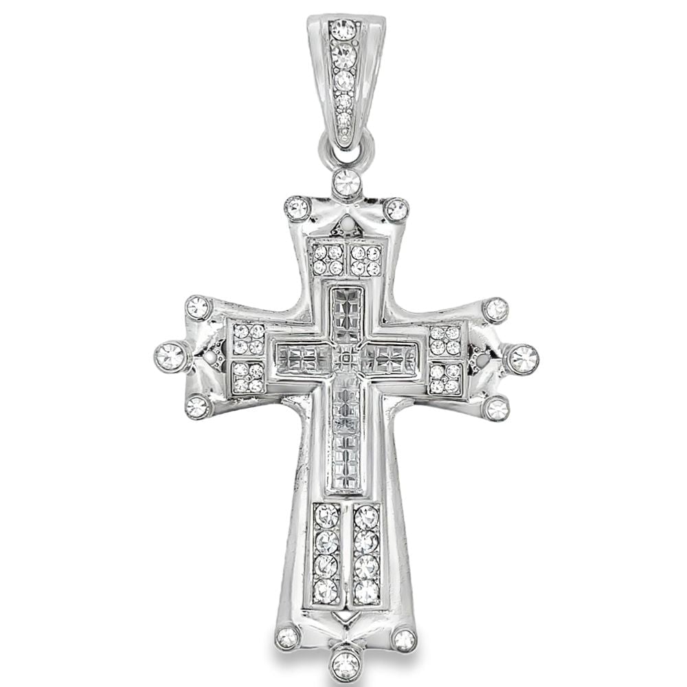 Princess Cut Ice Tip Cross CZ Pendant - Hip Hop Jewelry – HipHopBling