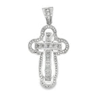 Princess Halo Bubble Cross CZ Pendant .925 Sterling Silver HipHopBling