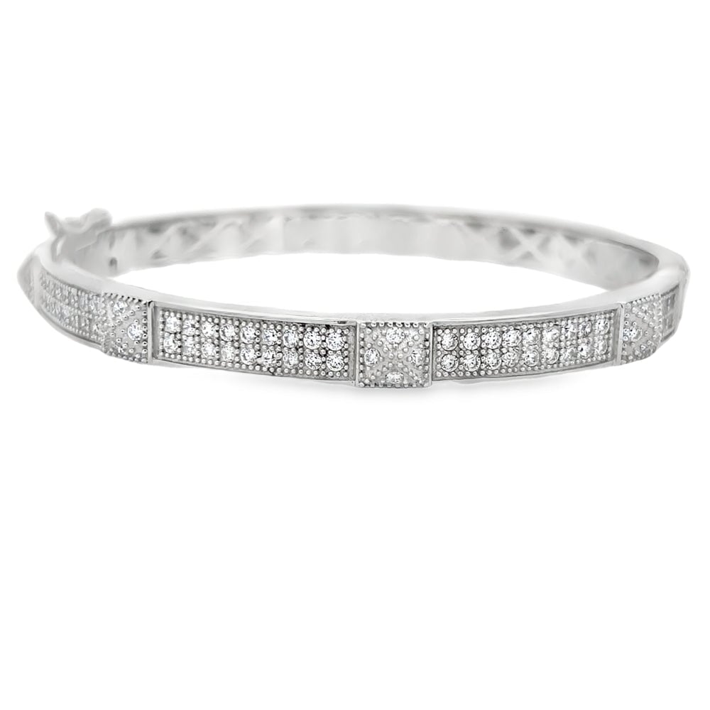 Pyramid Double CZ Iced Out Bracelet .925 Sterling Silver Silver HipHopBling