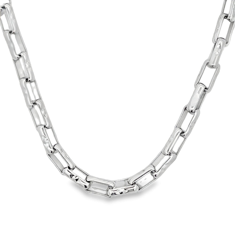 Rectangle Rolo Link Chain .925 Sterling Silver 30" HipHopBling