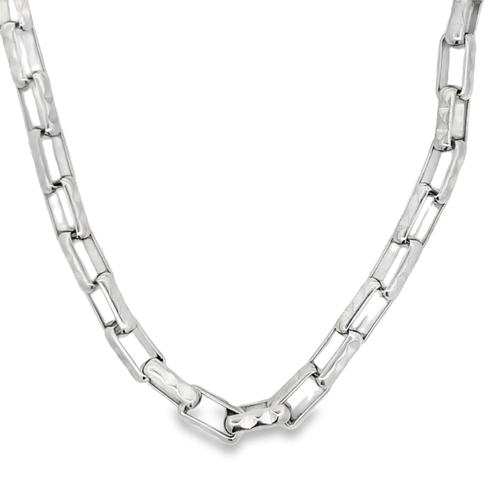 Rectangle Rolo Link Chain .925 Sterling Silver 30" HipHopBling