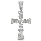 Ribbed Cross with Centerstone CZ Micro Pave Pendant HipHopBling