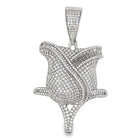 Rose Flower Baguette Iced Out Moissanite Pendant .925 Sterling Silver HipHopBling