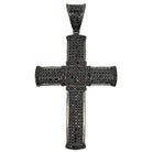 Rounded Black Cross CZ Pendant .925 Sterling Silver HipHopBling