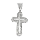 Rounded Cross CZ Pendant .925 Sterling Silver HipHopBling