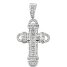 Rounded Cross Princess Cut CZ Pendant .925 Sterling Silver HipHopBling