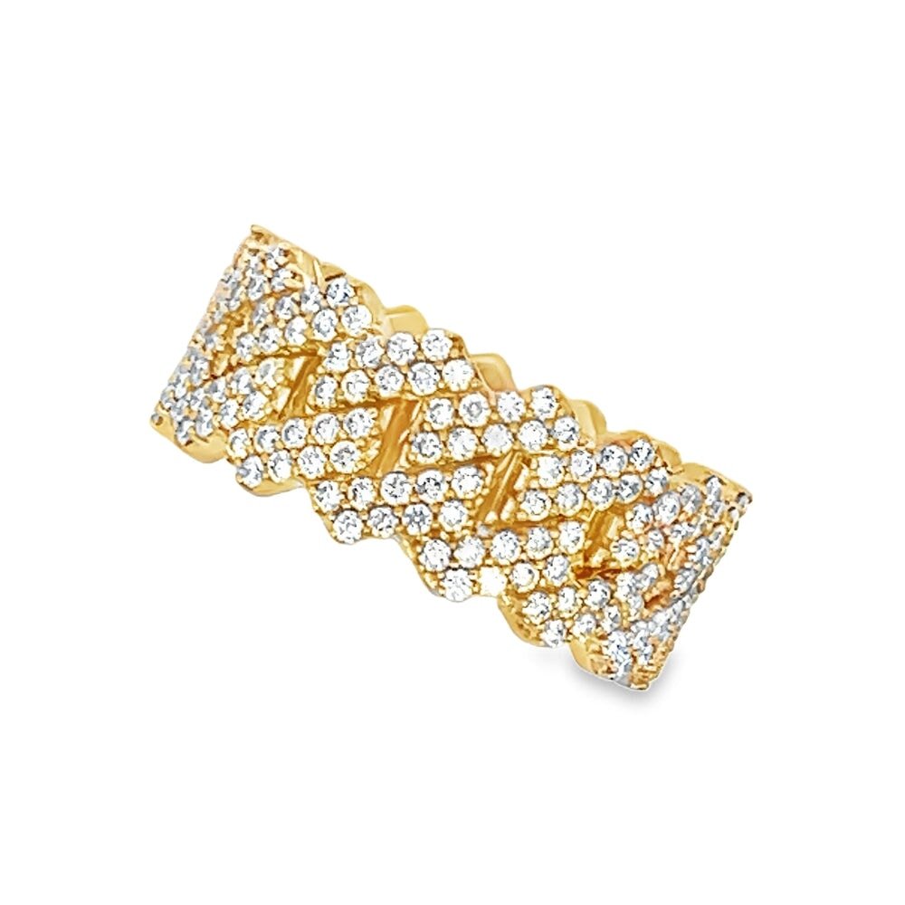 Sharp Cuban 3.02cttw Diamond 14K Yellow Gold Eternity Ring HipHopBling