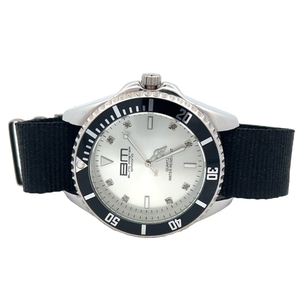 Silver Dial Sports Diver Real Diamond Watch HipHopBling