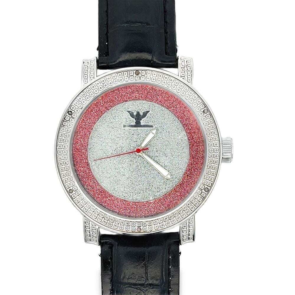 Silver Red Ring Dial Hip Hop Real Diamond Watch HipHopBling