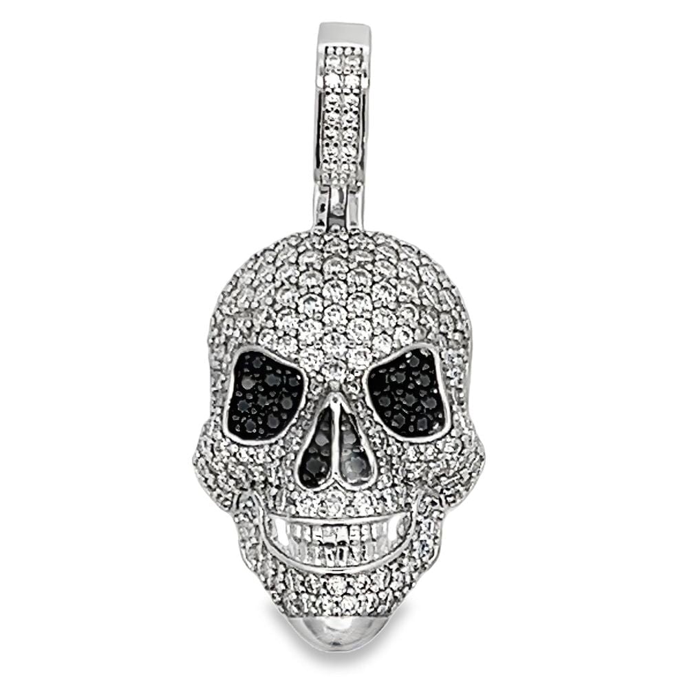 Skull Detailed Iced Out Moissanite Pendant .925 Sterling Silver HipHopBling