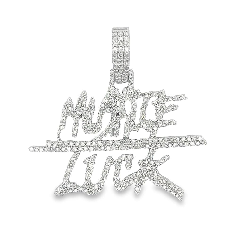 Small Hustle Luck 1.50cttw Diamond Pendant 10K Gold White Gold HipHopBling