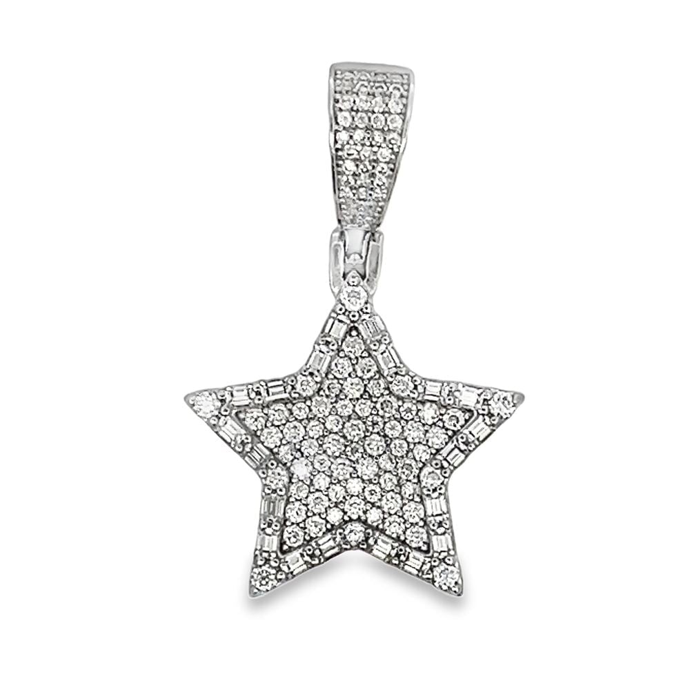 Small Star Iced Out Moissanite Pendant .925 Sterling Silver HipHopBling
