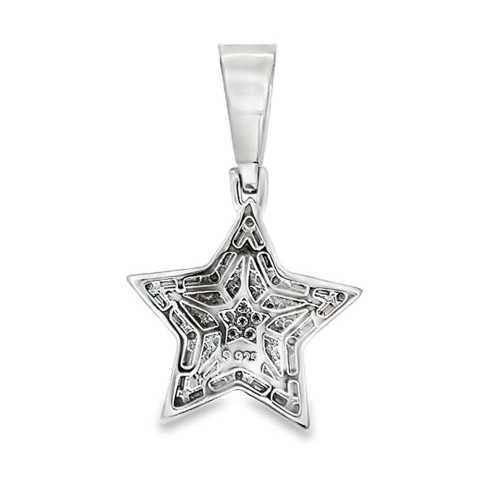 Small Star Iced Out Moissanite Pendant .925 Sterling Silver HipHopBling